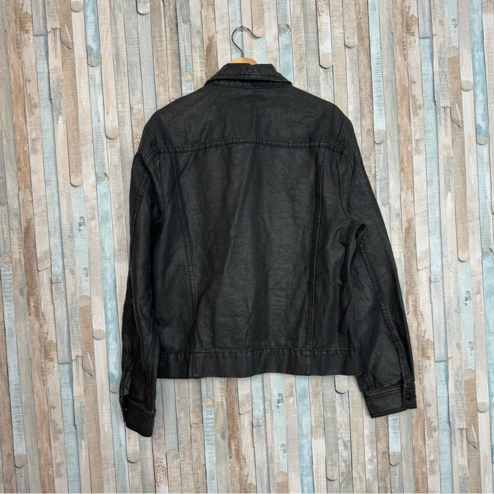 James Perse L Men’s Black Coated Cotton Jean Jacket Utility Denim Zip Front $395 - Picture 6 of 13